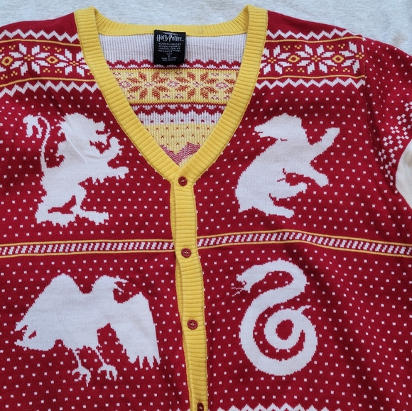 Wizarding World Harry Potter Christmas Cardigan/Long Sleeve Sweat Shirt Bundle - Picture 10 of 12